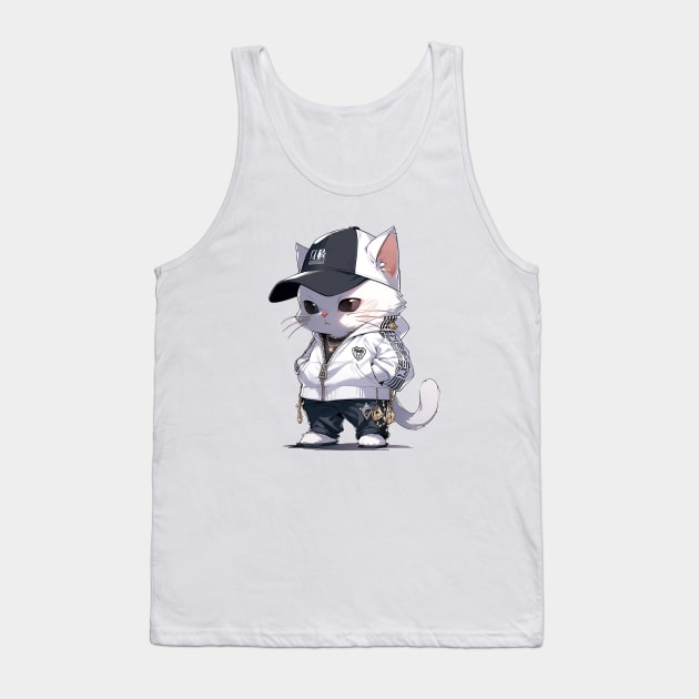 Tiny Thug Life: Chibi Kitty's Street Style Tank Top by Iron Creek